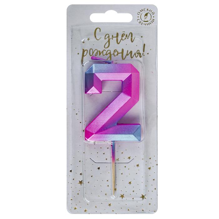 свеча тортовая на шпажке 2 "Пурпурные грани"