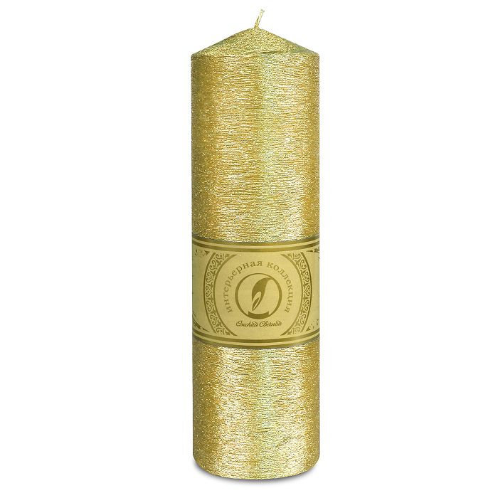 свеча цилиндр с конусом d70h250 золото