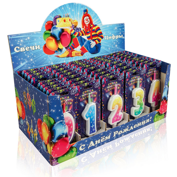 шоу-бокс со свечами  (цифры) с цветным пламенем 50