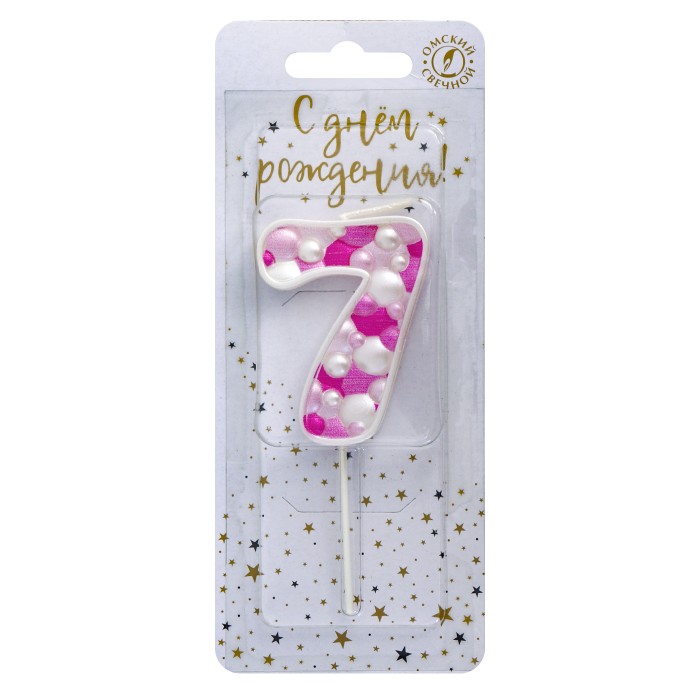 свеча тортовая "пузырьки" мал 7 розовая