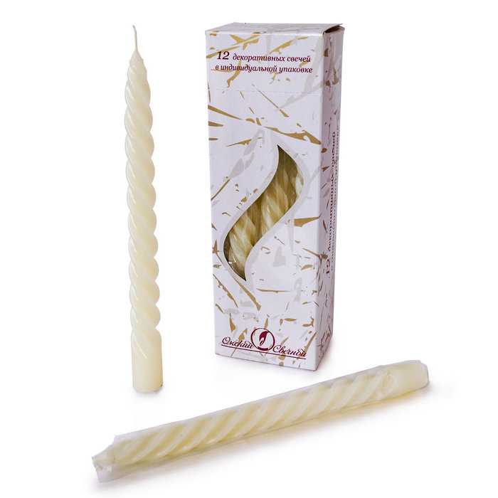 свеча витая 12 шт слоновая кость