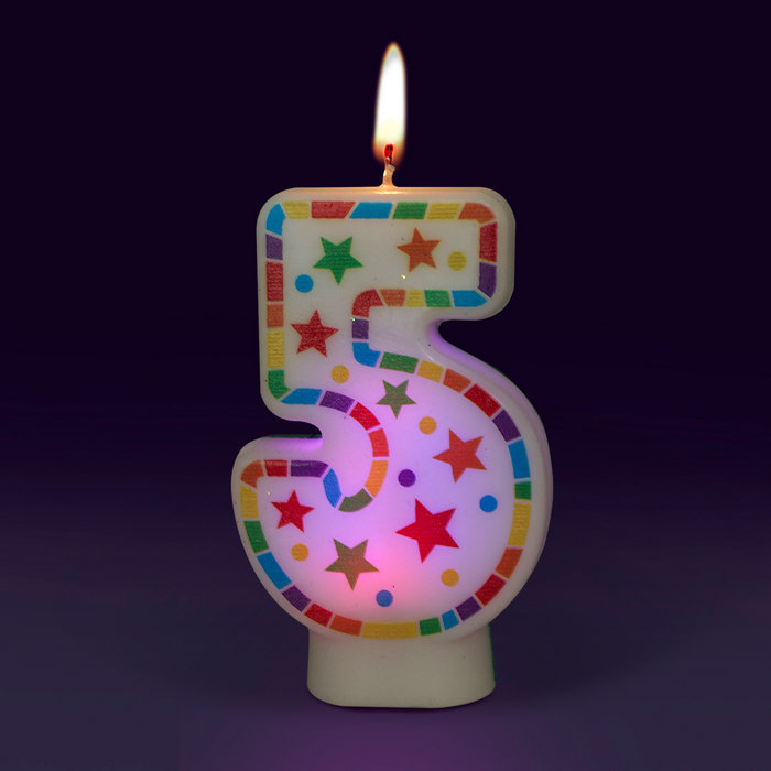 свеча цифра 5 светодиодная