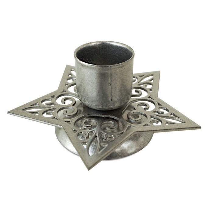 подсвечник "звезда узорная" цвет серебро