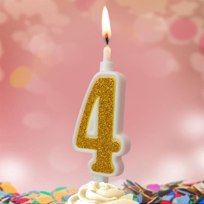 свеча тортовая 4 "суперблеск" золото