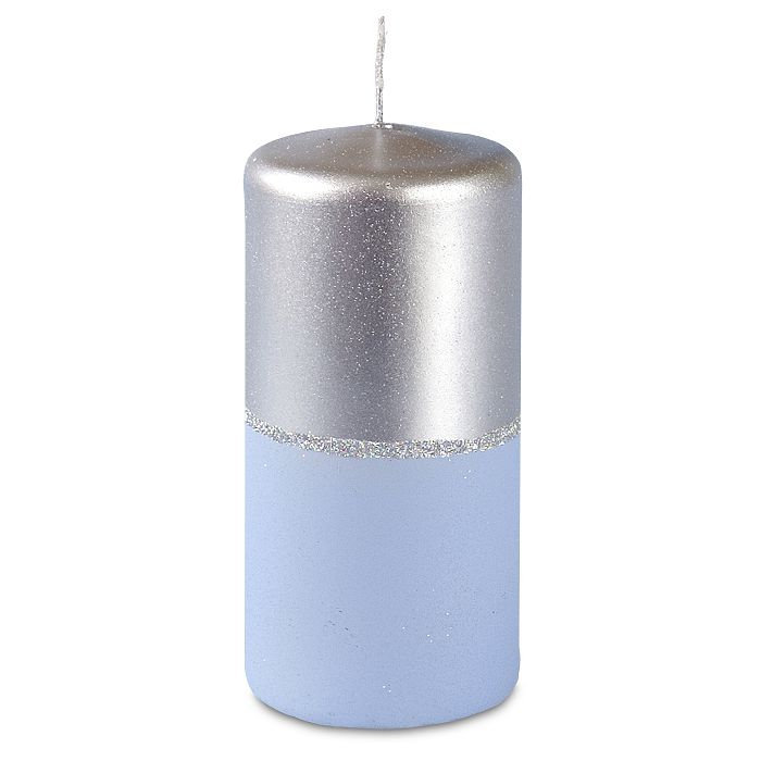 свеча пенек 60х125 серебристо-голубая