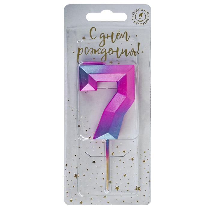 свеча тортовая на шпажке 7 "Пурпурные грани"