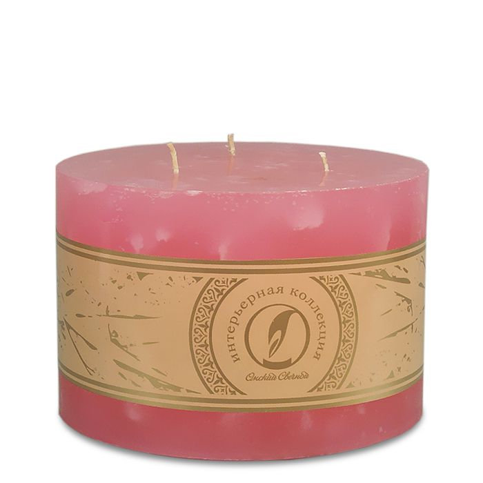 свеча цилиндр d150h105 3 фитиля розовый