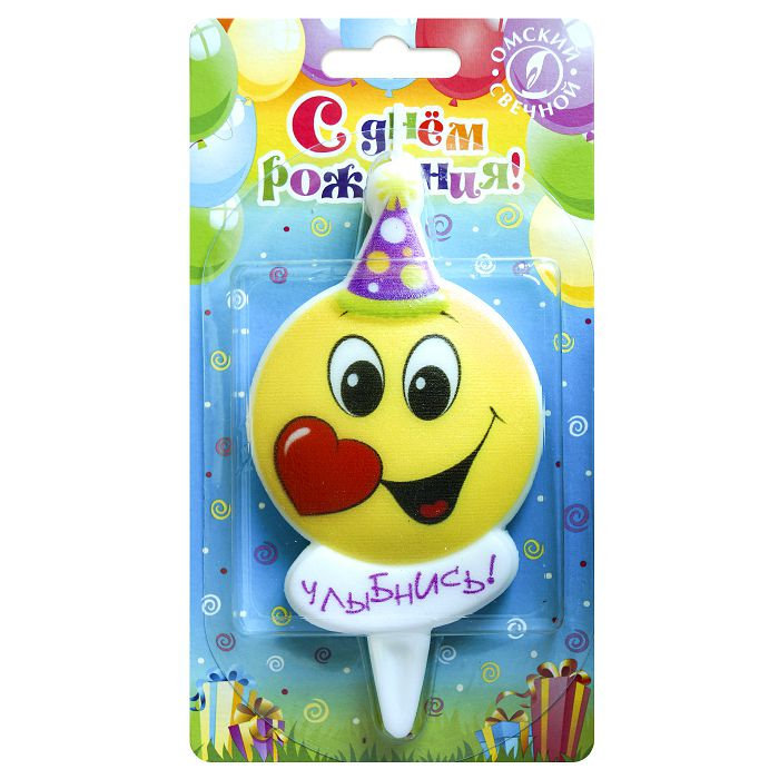 свеча тортовая "смайлик в колпаке"