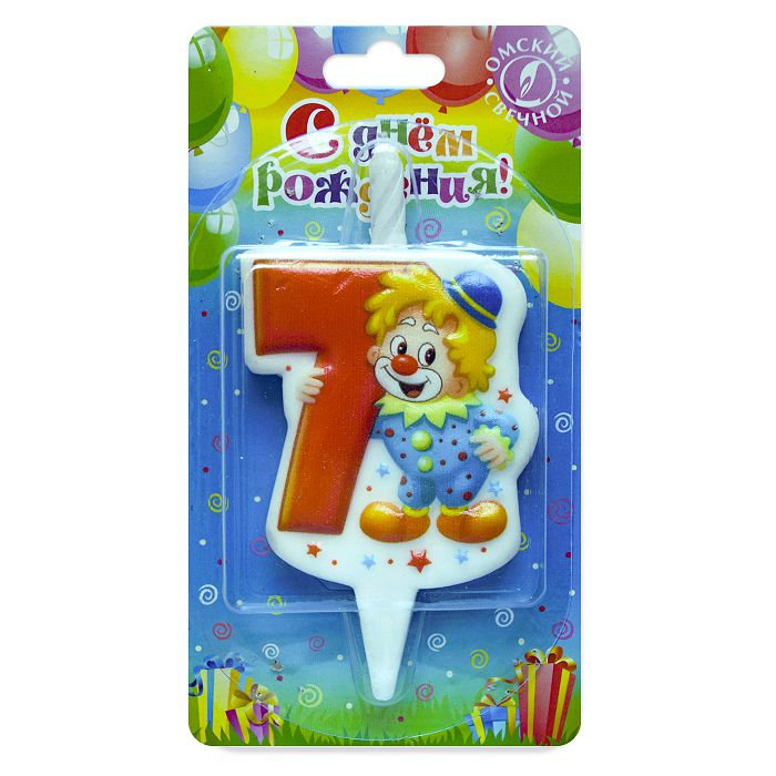 свеча тортовая 7 "клоун"