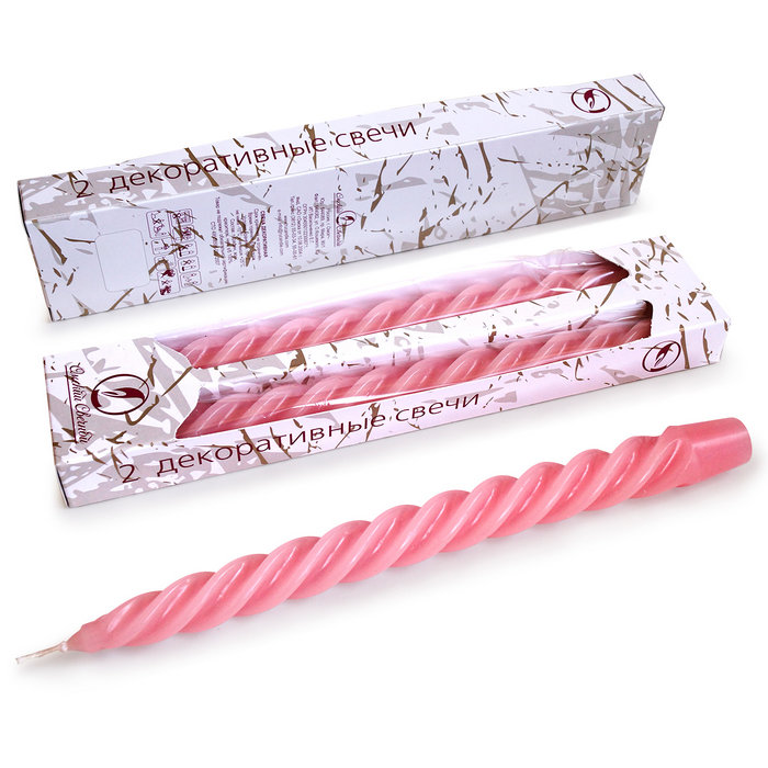 свеча витая 2 шт светло-розовая