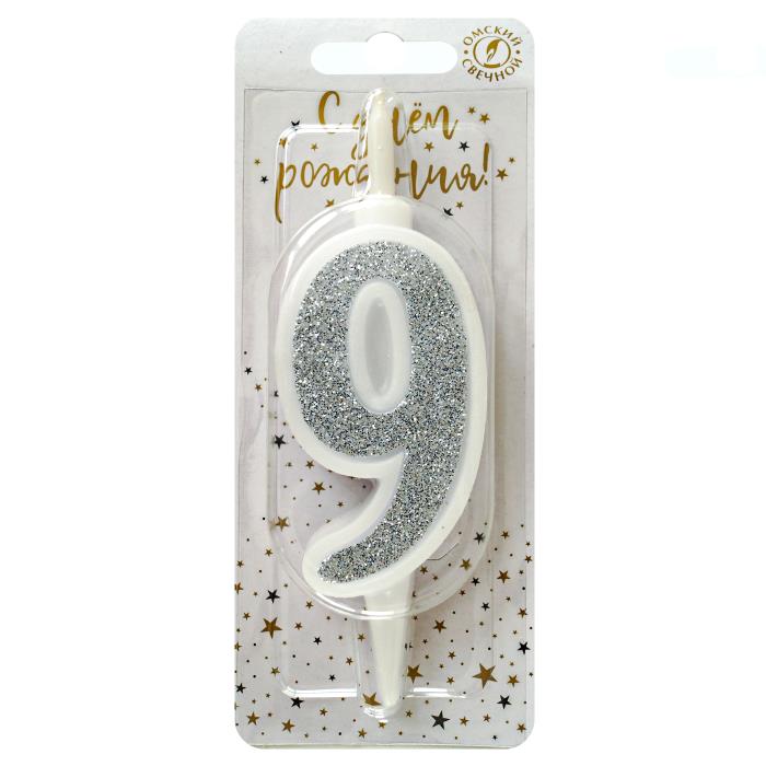 свеча тортовая 9 "суперблеск" серебро