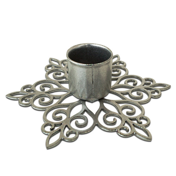 подсвечник "зимний узор" цвет серебро