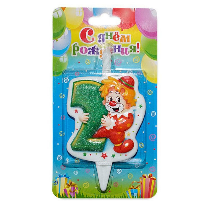 свеча тортовая 2 "клоун"