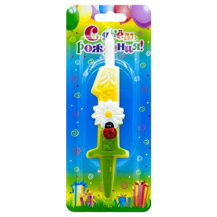 свеча тортовые цифры с ромашками 1