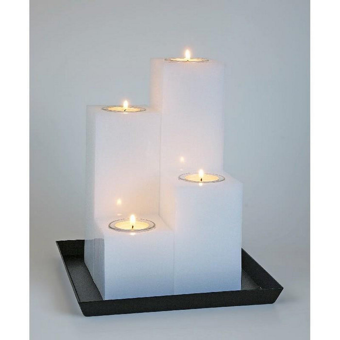 свечи квадратная композиция белая