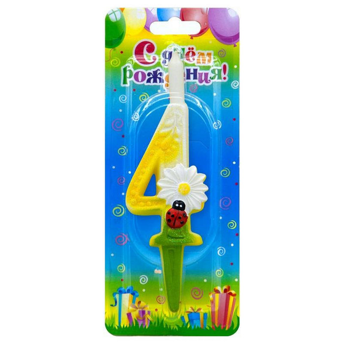 свеча тортовые цифры с ромашками 4