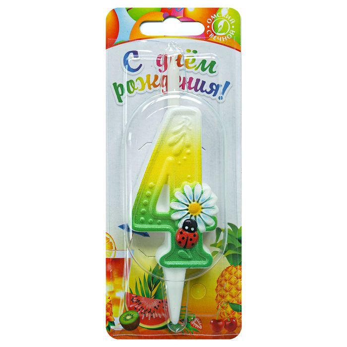 свеча тортовые цифры с ромашками 4