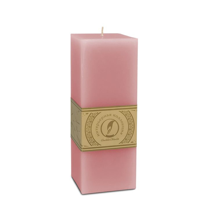 свеча квадратная призма 75х75х205 розовый