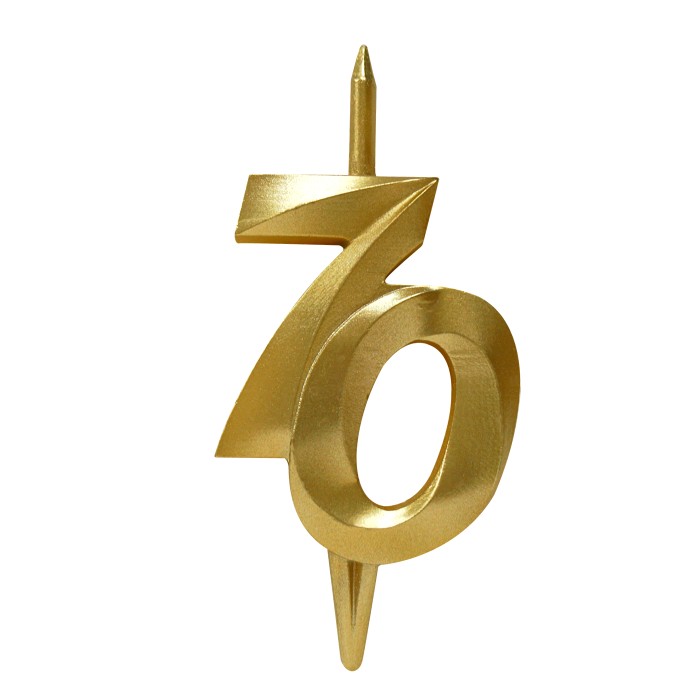 свеча тортовая витая юбилейная 70 "золотая"