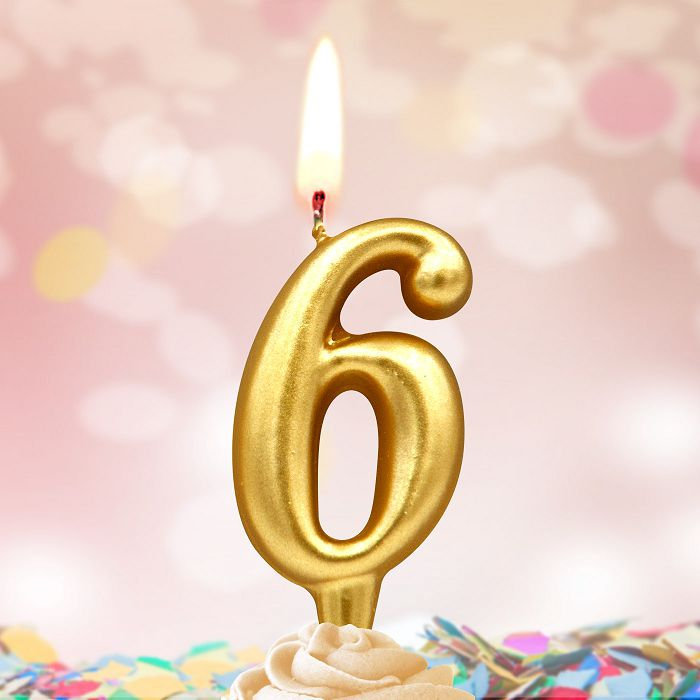 свеча тортовые цифры "золотые" 6