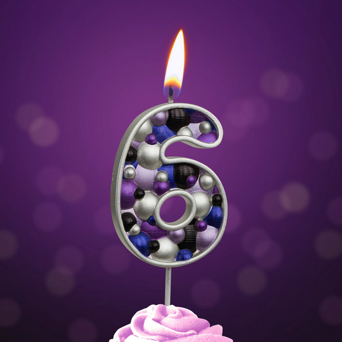 свеча тортовая "пузырьки" мал 6 серебро