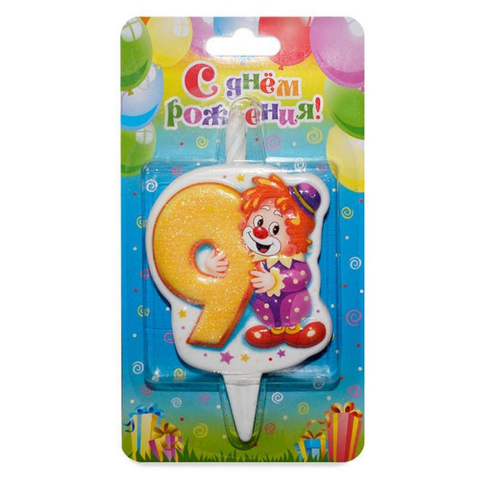 свеча тортовая 9 "клоун"