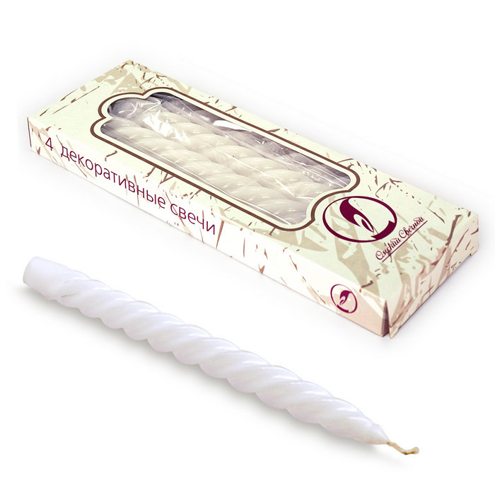 свеча витая 4 шт белая