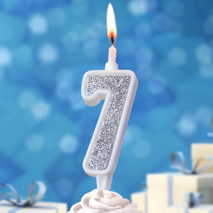 свеча тортовая 7 "суперблеск" серебро