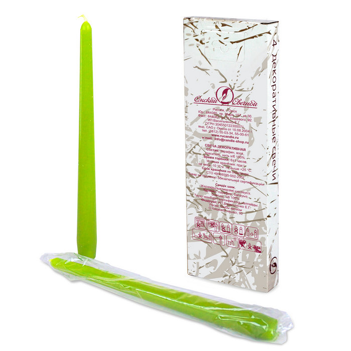свеча античная 4 шт зеленая