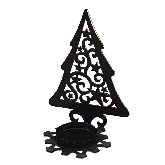 подсвечник "елка со звездами" черный