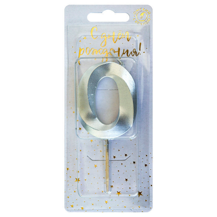 свеча тортовая на шпажке 0 "Витые серебро"