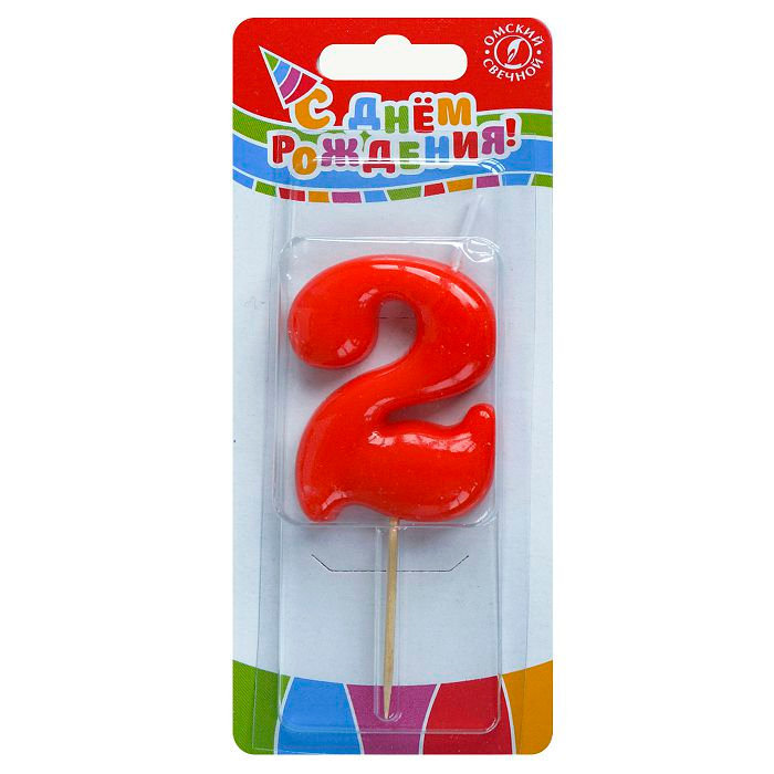 свеча тортовая на шпажке красная 2