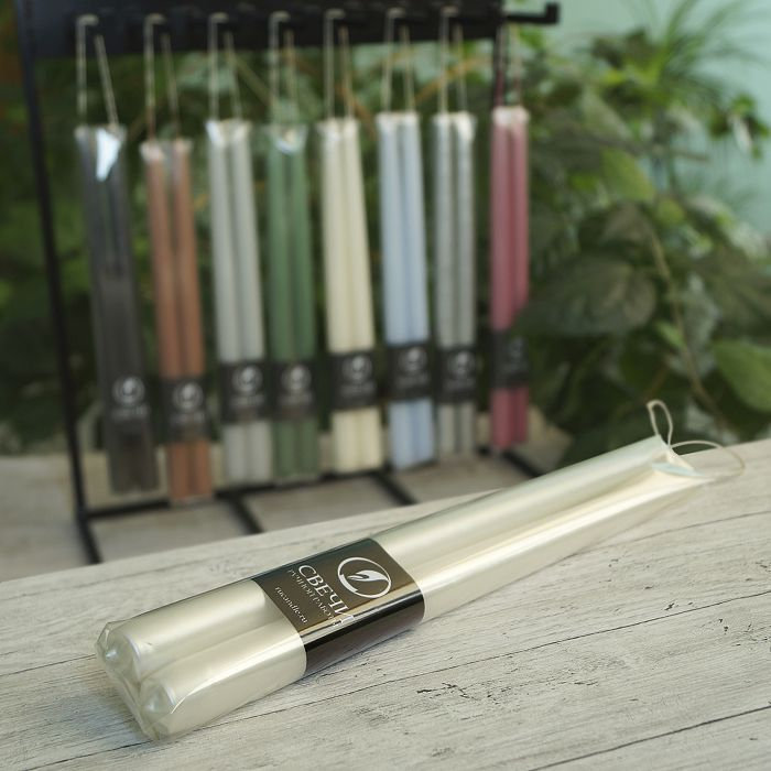 свеча античная ручной работы 2 шт 30 см (перламутровая)