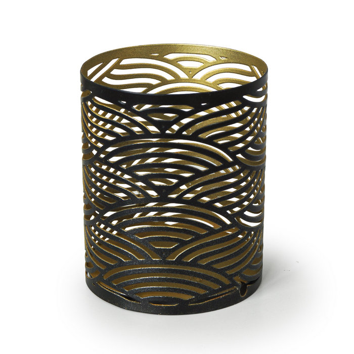 подсвечник "цилиндр № 7" цвет черный с золотом