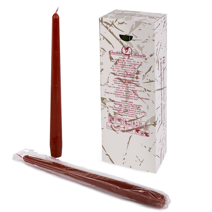 свеча античная 12 шт коричневая