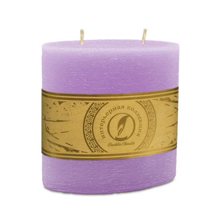 свеча овальная призма 125х63х125 2 фитиля сиреневый