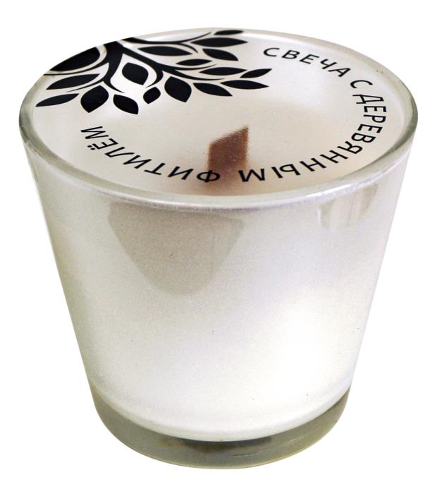 свеча в стекле с деревянным фитилем