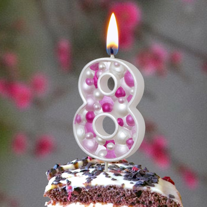 свеча тортовая "пузырьки" мал 8 розовая