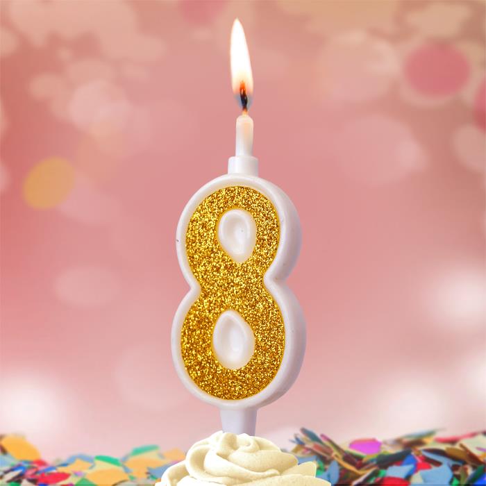 свеча тортовая 8 "суперблеск" золото