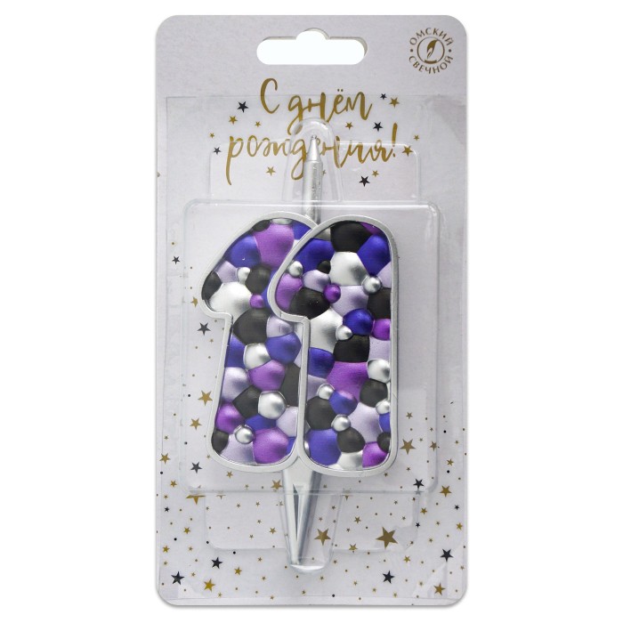 свеча тортовая  11 "пузырьки  серебро"