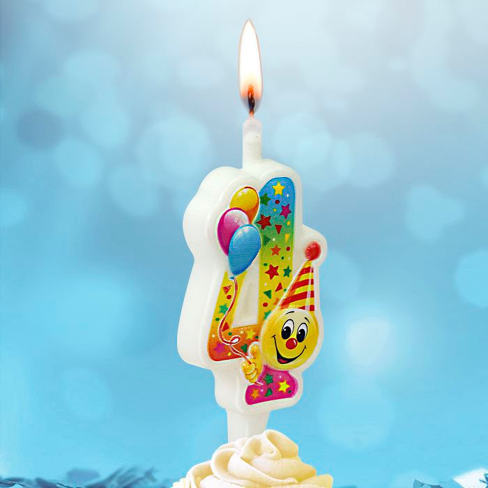 свеча тортовая "Смайлик с шарами" 4
