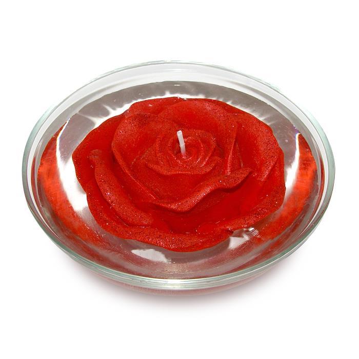 свеча роза красная плавающая