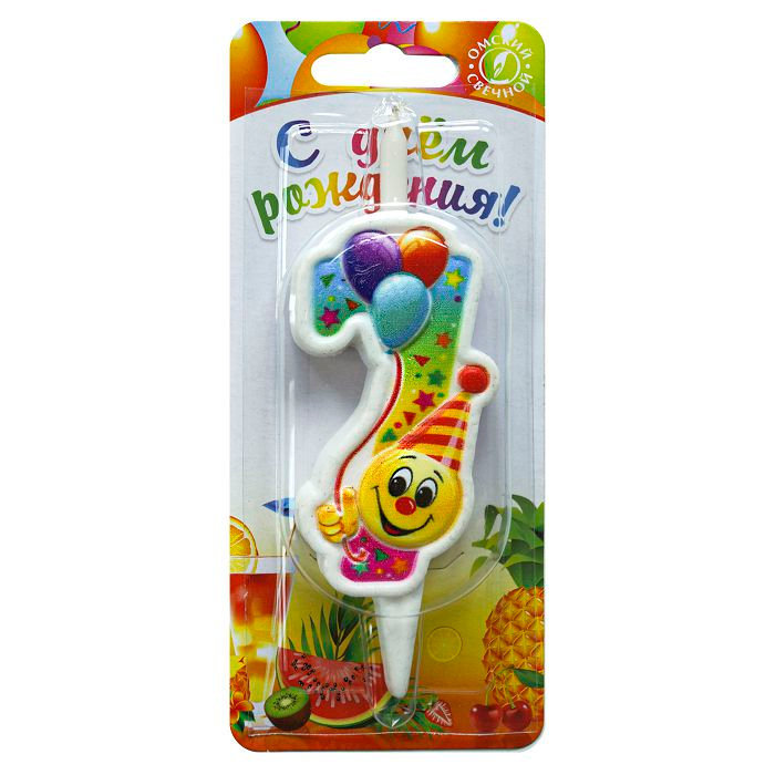 свеча тортовая "Смайлик с шарами" 7