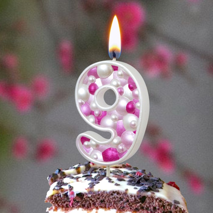 свеча тортовая "пузырьки" мал 9 розовая