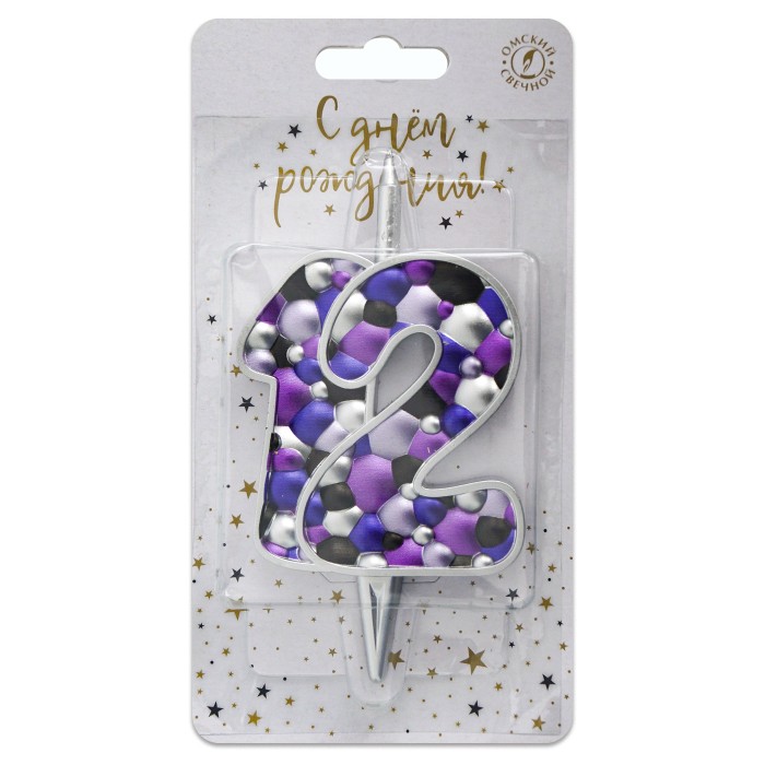 свеча тортовая  12 "пузырьки  серебро"