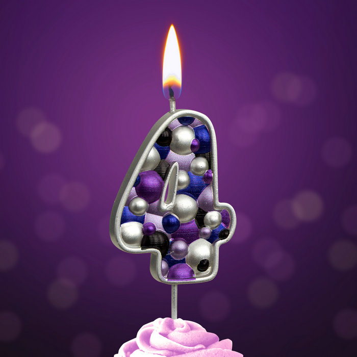 свеча тортовая "пузырьки" мал 4 серебро