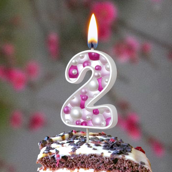 свеча тортовая "пузырьки" мал 2 розовая