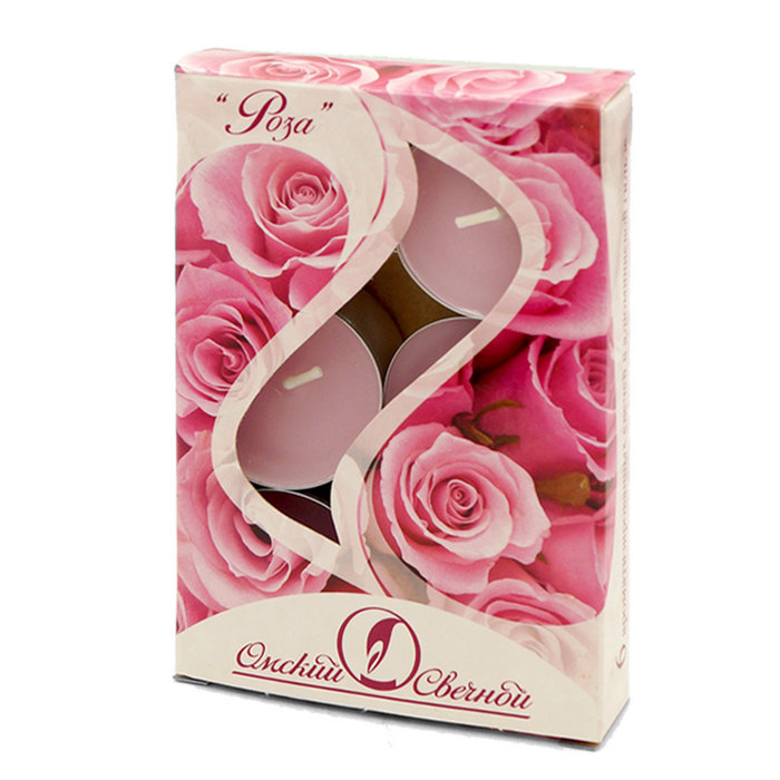 свеча свеча в алюминиевой гильзе  (12 гр ароматизированная 6 шт/уп роза)