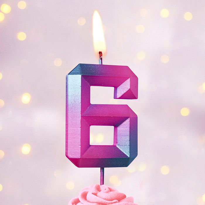 свеча тортовая на шпажке 6 "Пурпурные грани"