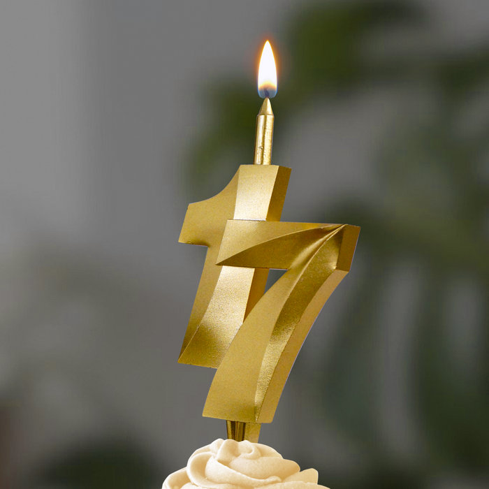 свеча тортовая витая  17 "золотая"